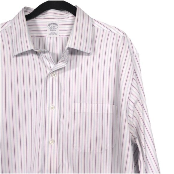 BROOKS BROTHERS Men's Shirt Classic 17-36 Striped 100% AMERICAN SUPIMA COTTON